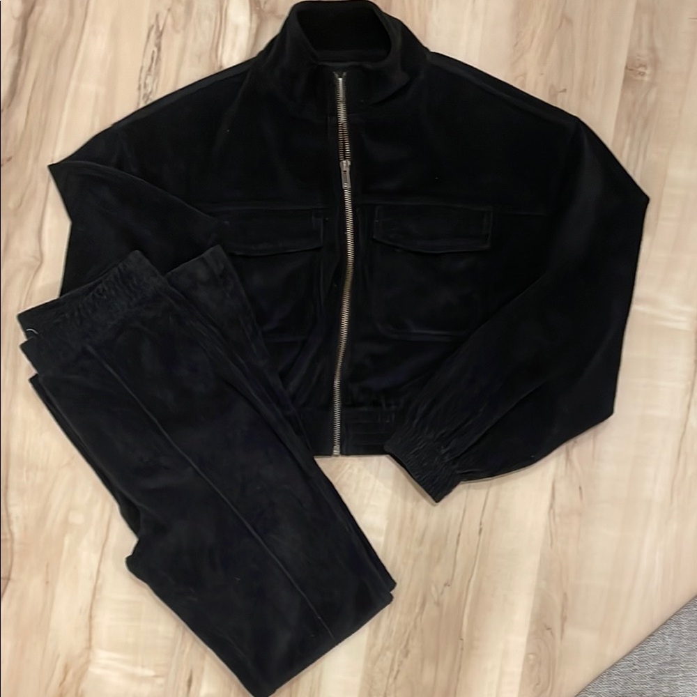 Aerie Black Corded Jacket and Bootcut Pants to Match